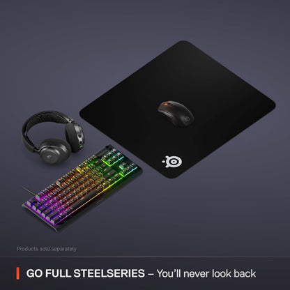 SteelSeries QcK Large Gaming Mousepad - Black - Non-Slip Silicone Rubber Base - Enhanced Tracking and Stability - Optimized for Gaming Sensors - 490mm x 420mm - Suitable for FPS, MOBAs, RTS, and MMO Games